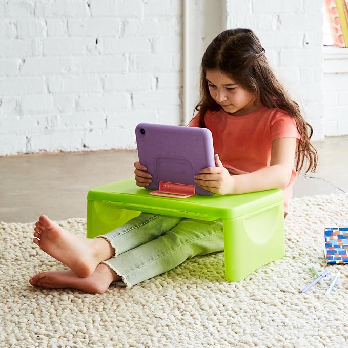HearthSong Foldable Lap Desk for Kids with Storage - Ideal Floor Desk for Drawing, Studying, Portable Folding Travel Lap Table, Versatile Bed Desk & Lap Tray, Green - Image 2