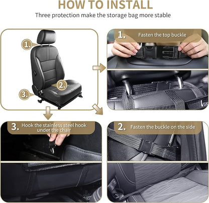 LUCMO Car Backseat Organizer with Touch Screen Tablet Holder, Light Blue | 9 Storage Pockets,Clear Tablet Holder,Protectors Kick Mats,Travel Accessories,Seat Cover,Road Trip Essentials - Image 7