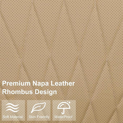 CAR PASS Luxury Nappa Leather Front Car Seat Covers, Sideless Car Seat Protectors with Storage Pocket, Non-Slip Automotive Seat Cover for Cars Trucks SUV, Airbag Compatible, 2 Pack (Beige) - Image 5