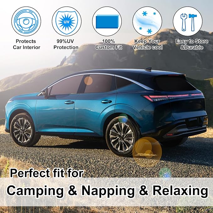 Windshield Sun Shade Car Windshield Foldable Full Windows Coverage Custom Fit for Nissan Murano 2025 2026 Accessories Car Window Shades Block Sun UV Rays 5PCS - Image 6