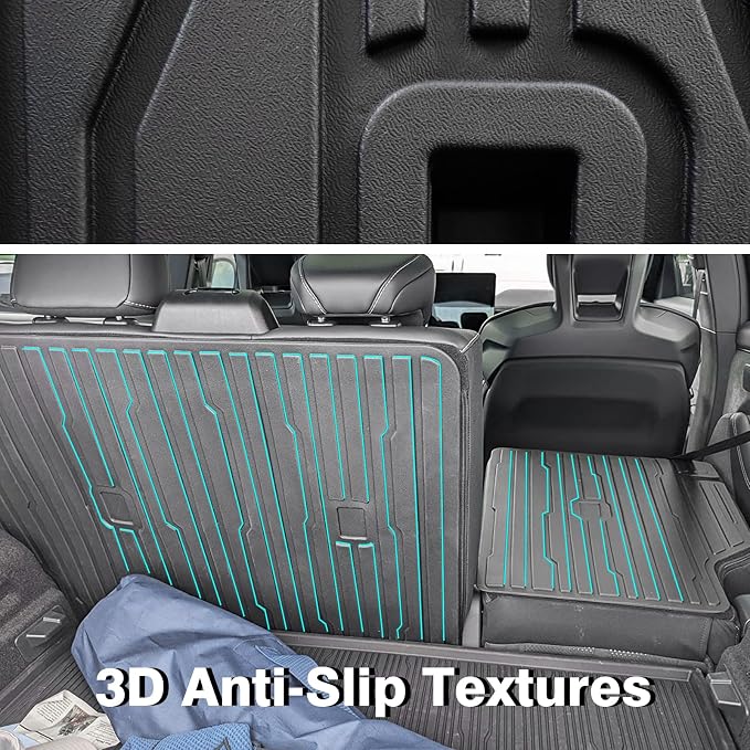 BestEvMod Vehicle Mat Cargo Liner Compatible with Mustang Mach E 2021-2026 Cargo Liner Trunk & Second Row Seats Back Mat Set of 2 All Weather Seat Protector Mat(Trunk Mat+Seats Back Cover) - Image 3