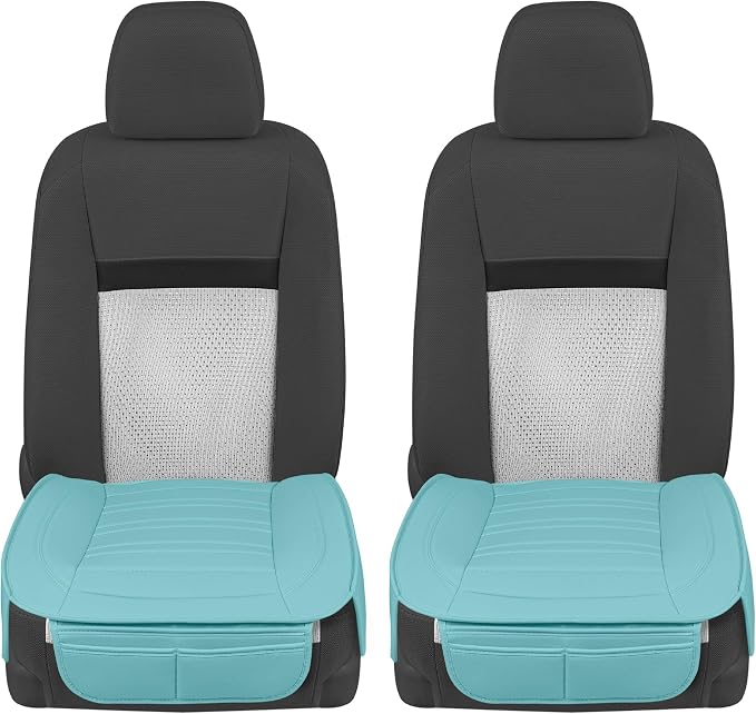 Motor Trend Seat Covers for Cars Trucks SUV, Faux Leather 2-Pack Mint Padded Car Seat Covers with Storage Pockets, Premium Interior Car Seat Cover - Image 7