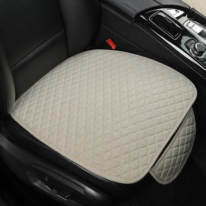 West Llama Linen Car Seat Covers,Bottom Seat Covers for Cars Include 1 Piece Front Driver Seat Pad Mat Universal Fits 90% Vehicles,SUVs,Cars,Sedans(1Piece-Beige) by WESTLLAMA