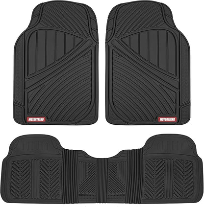 Motor Trend FlexTough Performance All Weather Rubber Car Floor Mats - 3 Piece Floor Mats Automotive Liners for Cars Truck SUV, Heavy-Duty Waterproof (Black) by MotorTrend