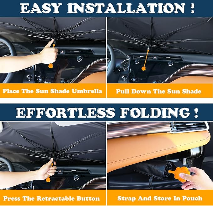 Purple Starry Nights Car Windshield Sun Shade Umbrella - 57" x 31" Funny Car Umbrella Sun Shade Cover UV Rays & Heat Sun - Image 5