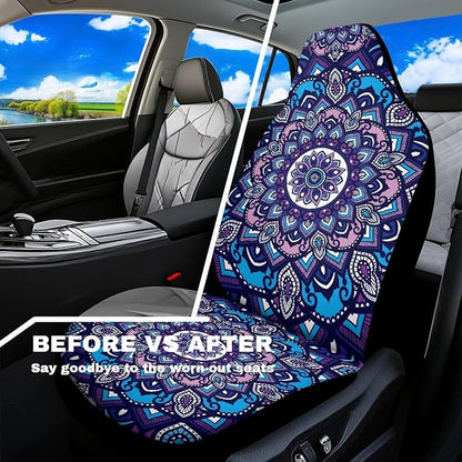 Boho Mandala Car Seat Covers Front Set Floral Premium Polyester Seat Covers Comfort Decorative Front Bucket Seat Cover for Cars Sedans Truck SUV Vans - Image 3
