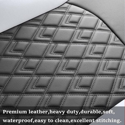 Chevy Silverado Seat Covers,Leather Seat Covers for GMC Sierra,Custom Fit 2007-2026 1500 2500HD 3500HD Crew Double Extended Regular Cab,LT LZT RST Trail Boss(Full Set,Black White) - Image 7