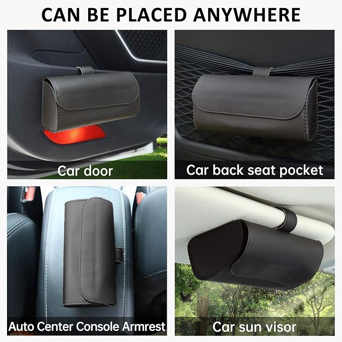 Accmor Glasses Holder for Car Sun Visor, 2 Pack Vehicle Sunglasses Holders Case with Hidden Magnetic Closure, Universal Fit Leather Auto Eyeglasses Organizer Box Eyeglass Hanger Clip Car Accessories - Image 5