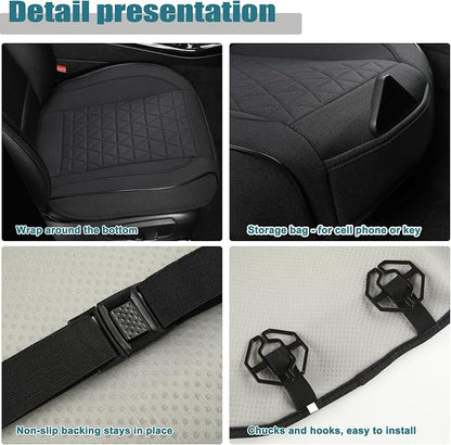 West Llama Linen Front Car Seat Cover Protector Anti-Slip Bottom Seat Cover Fits 95% of Vehicles,Wrapping Around The Bottom,Triangular Pattern(Black-1Pcs) - Image 4