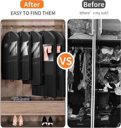 Garment Bag Travel Suit Storage: 54 Inch 3 Packs Fabric Breathable Zippered - Clothes Covers Carry Shoe Pockets Lightweight - Men Travel Wardrobe Protector Hanging Up Multiple - Image 7