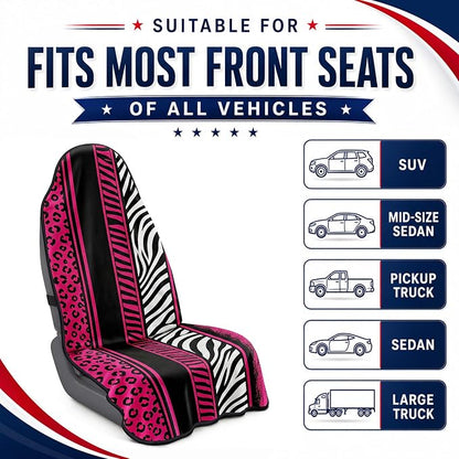Car Seat Towel Cover for Front Seat, 1Pc Sweat Absorbent Car Seat Protector with Non-Slip Backing, Waterproof Towel Car Seat Cover for Runners, Gym, Swimming, Beach, Pets, Pink Zebra Leopard - Image 6