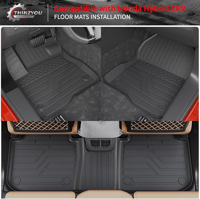 Floor Mats Set for 2023 2024 2025 2026 Honda CRV Hybrid | with Upper Deck Trunk Mat Cargo Liner TPE All Weather Back Seat Cover CR-V Accessories - Image 2