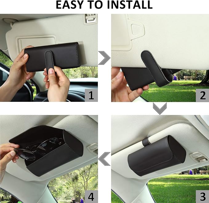 Accmor Glasses Holder for Car Sun Visor, 2 Pack Vehicle Sunglasses Holders Case with Hidden Magnetic Closure, Universal Fit Leather Auto Eyeglasses Organizer Box Eyeglass Hanger Clip Car Accessories - Image 7