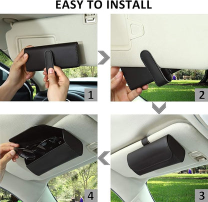 Accmor Glasses Holder for Car Sun Visor, 2 Pack Vehicle Sunglasses Holders Case with Hidden Magnetic Closure, Universal Fit Leather Auto Eyeglasses Organizer Box Eyeglass Hanger Clip Car Accessories - Image 7