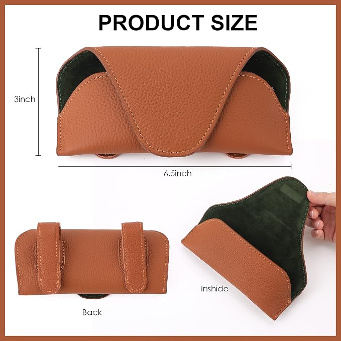 Magnetic Sunglass Holder for Car Visor, Leather Car Glasses Holder | Brown Visor Accessories Eyeglasses Holder Glasses Storage Case - Image 7
