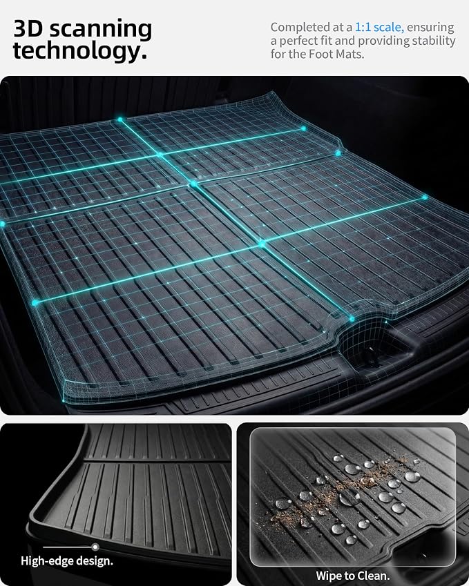 6 Pcs for Tesla Model Y Juniper Accessories 2025 2026 (Not Fit Standard) All Weather TPE Anti-Slip Floor Mats & Cargo Liner Front Frunk Rear Trunk Mats, 5-Seater - Image 5