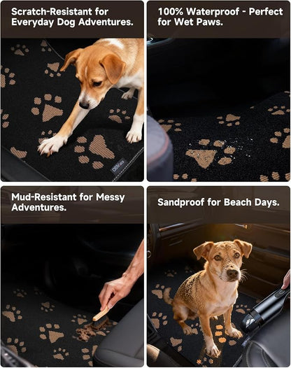 Cute Embroidered Dog Paw Car Floor Mats for Pet Lovers, Universal Fit All Weather Car Mats with Anti-Slip Nibbs Backing, Carpet Floor Mats for Cars, Trucks & Sedans, Full Set of 4 (Brown Paw) - Image 8