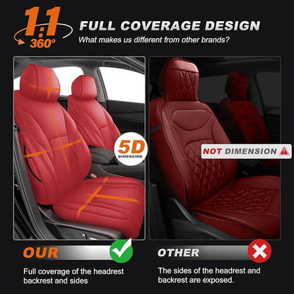 Custom Fit Seat Covers for Honda Accord 2023 2024 2025 2026 | EX,EX-L,Hybrid,Sport,Touring(RearRow W/40/60 Split Backrest)Full Set Faux Leather Compatible Airbag Seat Protector Red - Image 4