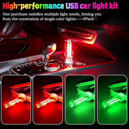 4 PCS USB Touch Dimmable Retro Glass Bottle Car Night Light | Portable design, 2 Red & 2 Green, fits car interior, bedroom, hallway, indoor outdoor decor - Image 2
