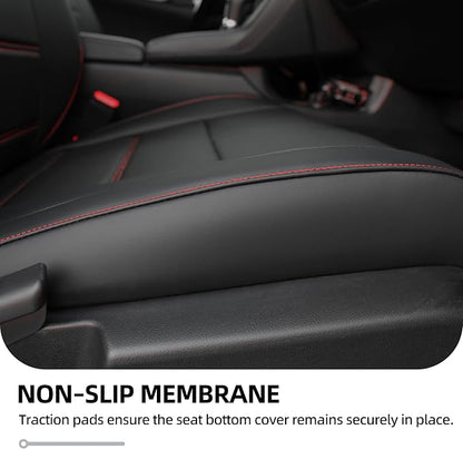 Lolcar Custom Fit Civic Seat Covers for Honda Civic Sedan 2016 2017 2018 2019 2020 2021 EX,EX-L,EX-T,Touring,LX-P,Sport - 5-Seats Leather Full Set，Black red line(60/40 Split Seatback-with Armrest) - Image 8