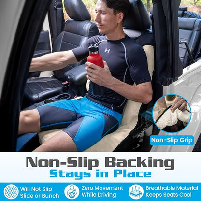 Happeseat Waterproof Car Seat Cover & Protector, Sand | Universal Fit, Car Seat Towel Cover, Slip Resistant Backing, Machine Washable, Fits Front & Back, Easy Install & Storage - Image 3