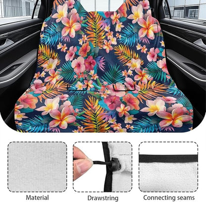 Tropical Hibiscus Plumeria Palm Leaves Pattern Bench Car Seat Cover Protector Waterproof Heavy-Duty Nonslip Pet Car Seat Cover for Dogs with Universal Size Fits for Vehicles Trucks SUV - Image 6