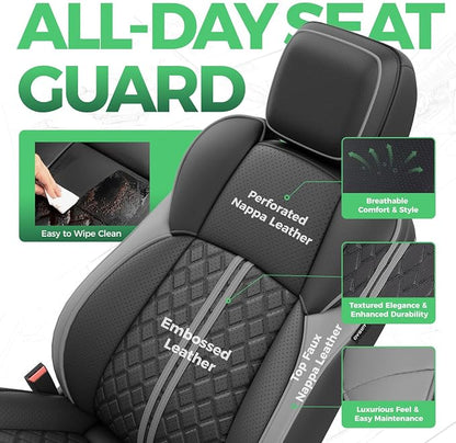 RIDEPOSH Custom Leather Seat Covers for Toyota Tacoma Double Cab 2024-2026 | full set, BKgray, OEM fit, premium waterproof leather, anti-slip, extra pockets, long-term durability, airbag compatible - Image 2