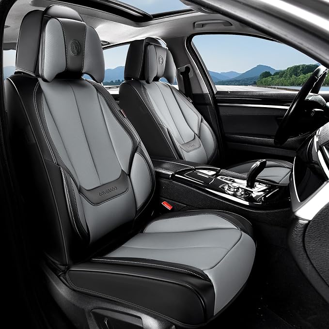 Coverado Car Seat Covers, Seat Covers for Cars, Waterproof Leather Auto Seat Protectors, Leather Car Seat Cushion, Car Interiors Accessories Universal Fit for Most Cars by COVERADOAUTO