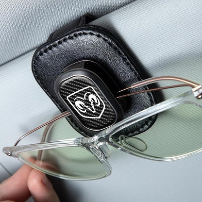 Sunglasses Holder, Leather Glasses Holders Compatible with Dodge Series Car Sun Visor, Eyeglasses Hanger and Ticket Card Clip Eyeglasses Mount for Car, for Accessories, Black by Sespac
