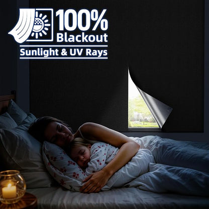 Magnetic Blackout Window Cover, Portable 100% Blackout Curtains for Bedroom | 75" x 58" Blackout Blinds No Drill with Strong Magnets, Temporary Blackout Shades for Windows Film RV Travel Skylight - Black - Image 2
