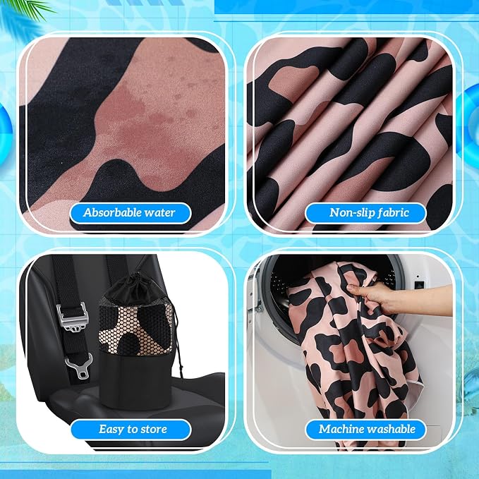 Hahafelt Car Seat Towel Cover with Storage Bag, 63 x 32 Inch Universal Non Slip Waterproof Sweat Protector for Car, Gym Swimming Running, Machine Washable (Leopard) - Image 4