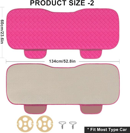 surpassme Comfortable Car Seat Covers Universal Back/Brench Seat Coves for Car Accessories with Storage Pockets, Padded Car Interior Covers for Automotive, SUV, Truck, and Van(Pink) - Image 3