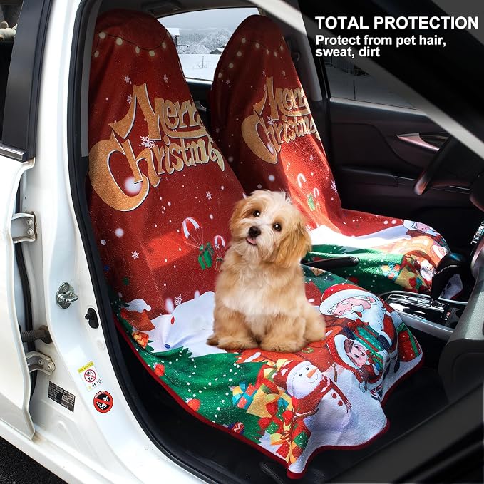 Waterproof Sweating Car Seat Cover for Post Gym Workout, Running, Swimming, Beach and Hiking, Universal Fit Non-Slip Bucket Seat Protector for Cars SUV Trucks, Machine Washable (1pcs-Xmas) - Image 5