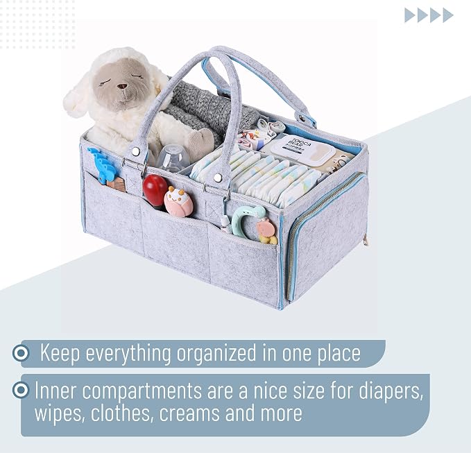 Mr. Pen- Large Baby Diaper Caddy Organizer, 2 Pack, Blue Inside | Nursery Storage Bin and Car Organizer for Diapers and Baby Wipes - Image 4