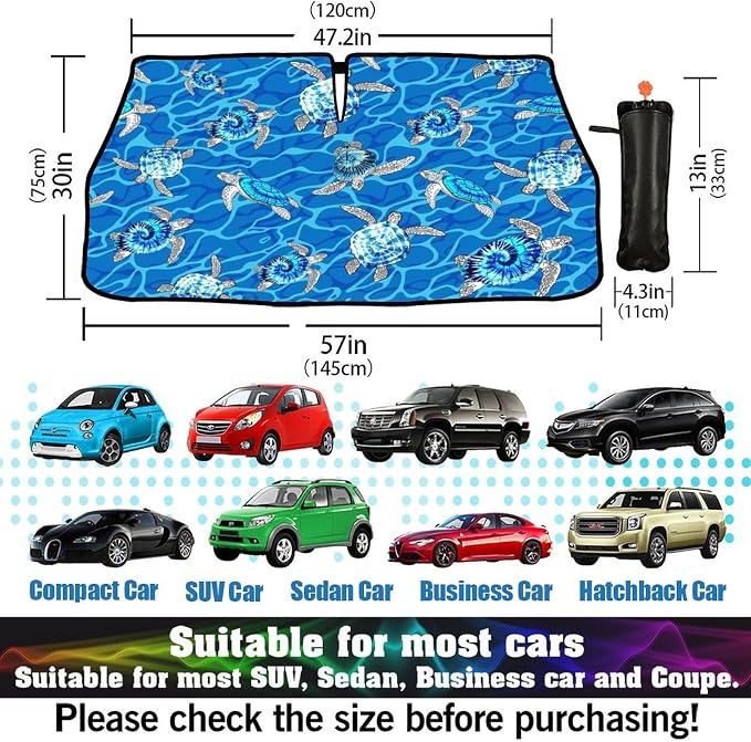 CHILL·TEK Funny Animal Car Windshield Sun Shade Umbrella, Sea Turtle Car Sun Shade Umbrella, Block UV Rays Heat Foldable Windshield Umbrella Sun Visor Protector - Keep Vehicle Cool for Cars SUV - Image 5
