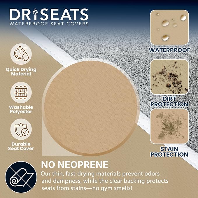 DriSeats Waterproof Car Seat Towel Cover for Runners, Post Workout, Tan - Image 4