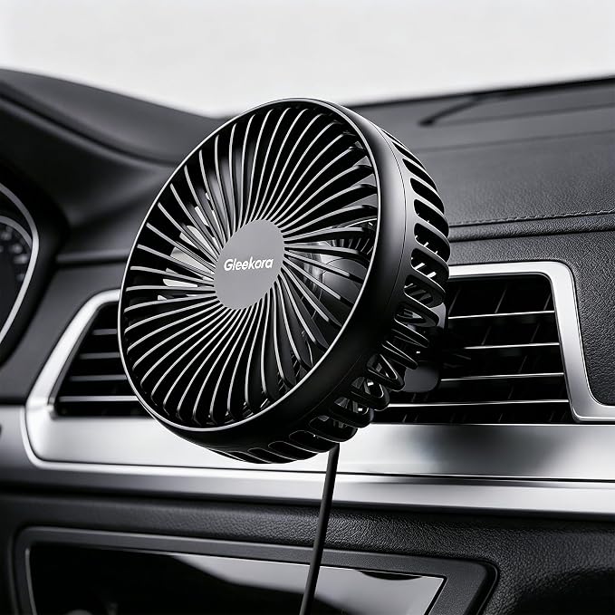 5'' USB Car Vent Fan, 3-Speed with Memory Function, 8.2ft Cord | Clip-On Air Circulation & Cooling Fan, for Vehicle, SUV, Van, RV,Truck by Unknown