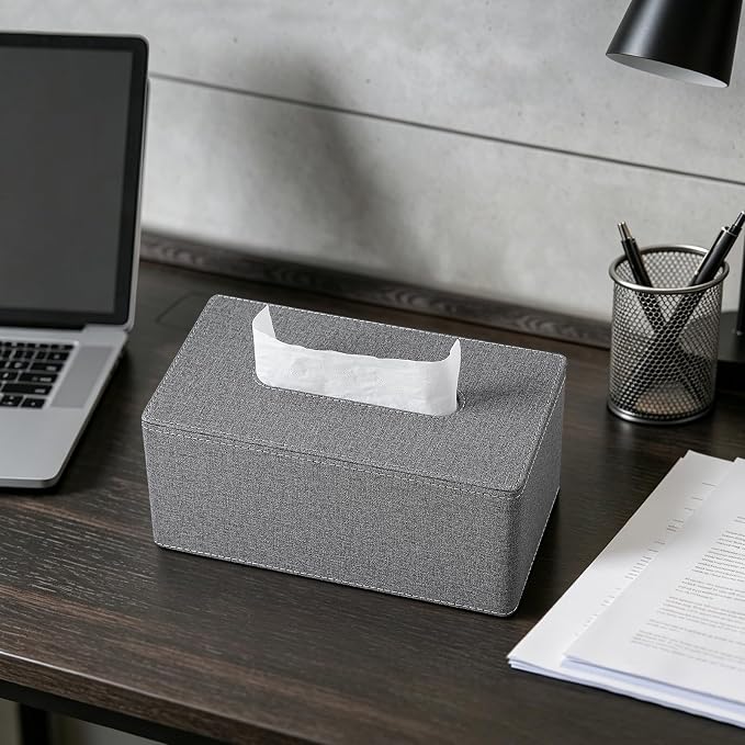 Rectangle Tissue Box Cover with Magnetic Closure, Inner Height 3.9" | 2 Different Sizes, PU Leather Tissue Box Cover, Decorative Rectangular Tissue Holder for Bathroom Nightstand Car Office - Image 5