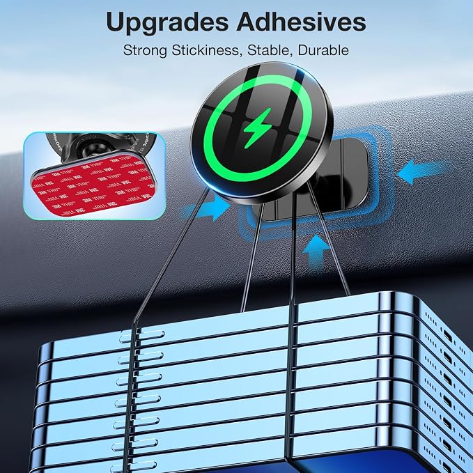 Coolpow Magsafe Car Mount Charger, Magnetic Wireless Car Charger for iPhone | Magsafe Car Charger Magnetic Phone Holders for Your Car Accessories Car Phone Holder Mount for iPhone 17 16 15 (Black) - Image 6