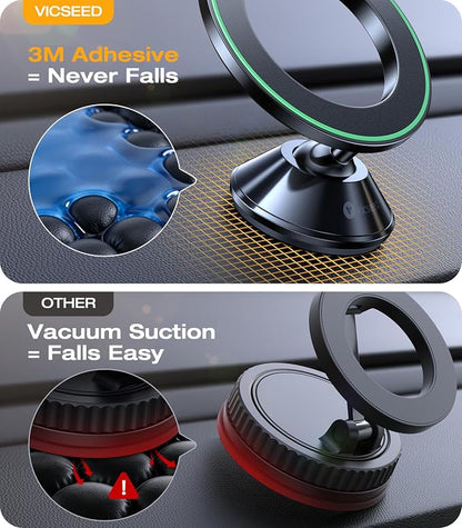 VICSEED Ultra Mini for MagSafe Car Mount Magnetic Phone Holder for Dash | All Metal, High & Low Temp Resistance, Strong Magnets, 360° Rotation Adjustable, for iPhone 17 Pro Max 16 15 14 13, Dashboard - Image 8