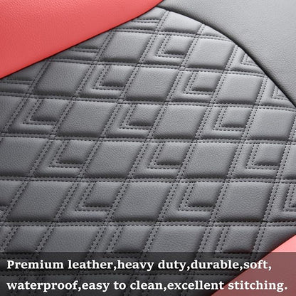 Chevy Silverado Seat Covers,Leather Seat Covers for GMC Sierra,Custom Fit 2007-2026 1500 2500HD 3500HD Crew Double Extended Regular Cab,LT LZT RST Trail Boss(Front Pair,Black Red) - Image 7
