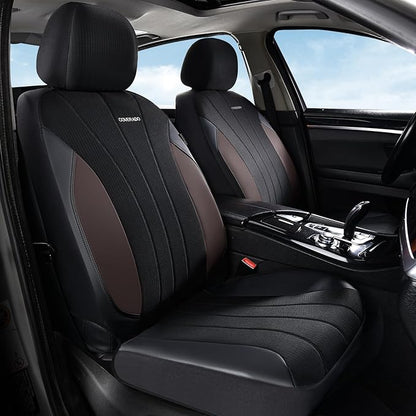 Coverado Car Seat Covers Front Seats, Luxury Seat Covers Full Set, Mesh Breathable Seat Protectors, 2 Seats Driver Seat Covers, Universal Fit for SUV, Sedan, Truck by COVERADOAUTO