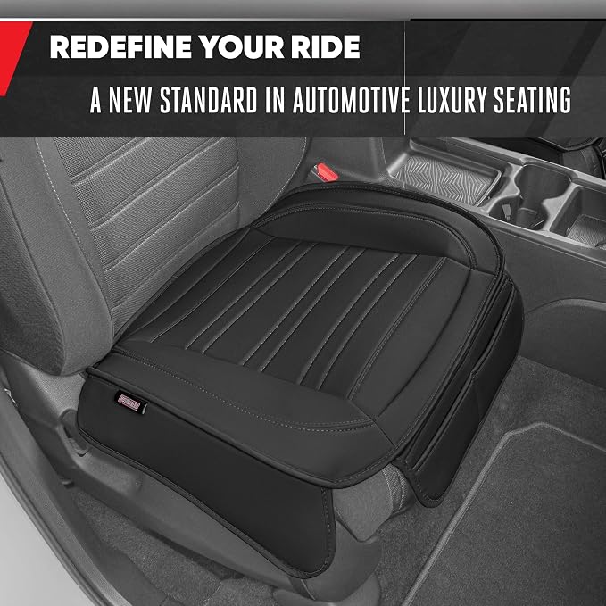 Motor Trend Seat Covers for Cars Trucks SUV, Faux Leather 2-Pack Black Padded with Storage Pockets, Premium Interior Car Seat Cover - Image 3