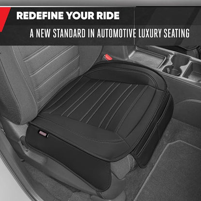 Motor Trend Seat Covers for Cars Trucks SUV, Faux Leather 2-Pack Black Padded with Storage Pockets, Premium Interior Car Seat Cover - Image 3