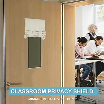 RYB HOME Classroom Door Window Cover Lockdown Shades Blackout, No Drill | Privacy Sidelight Glass Door School Office Blinds, Room Darkening Blocks Views, Portable Curtains, W12 x L30, Light Beige - Image 2
