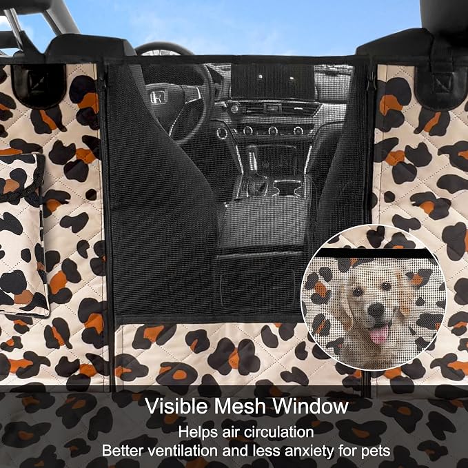 Dog Car Seat Cover, Waterproof Nonslip Pet Seat Cover for Back Seat with Storage Pockets Mesh Visual Window, Heavy Duty Scratchproof Pet Dog Seat Cover Hammock for Cars Trucks and SUVs - Image 4