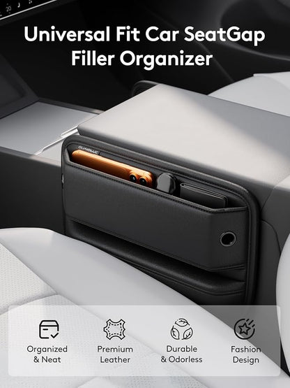 2 Pack Car Seat Gap Filler Organizer with Sun Visor Organizer | PU Leather Seat Gap Filler for Phone, Keys, Cards & Sunglasses, Front Seat Storage Side Pocket for Cars SUVs Trucks - Image 3