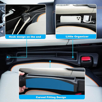 Car Seat Gap Filler with Drop Prevention & Storage Hook - Between Seats Console Organizer for SUV Truck - Car Accessories - Set of2 (Black) - Image 3