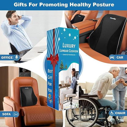 Lumbar Support Pillow for Office Chair Car, Gaming Chair Lower Back Pain Relief Memory Foam Cushion with Greeting Card,3D Mesh Cover Ergonomic Back Rest, Birthday Gift for Dad,Stocking Stuffers - Image 7