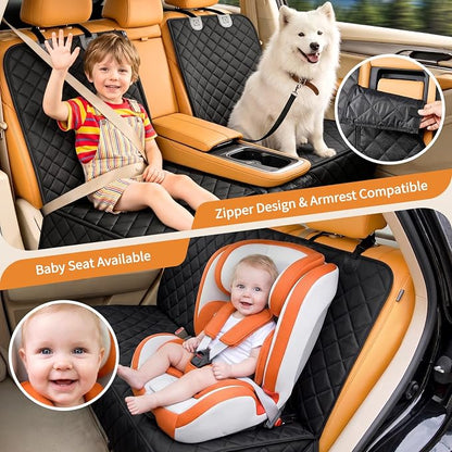 Yuntec Pet Car Seat Cover Back Seat Cover for Dogs (57" Width) - Black | Waterproof Dog Car Seat Protector Scratchproof Durable Rear Seat Cover fits Middle Armrest for Cars Suvs Truck - Image 5